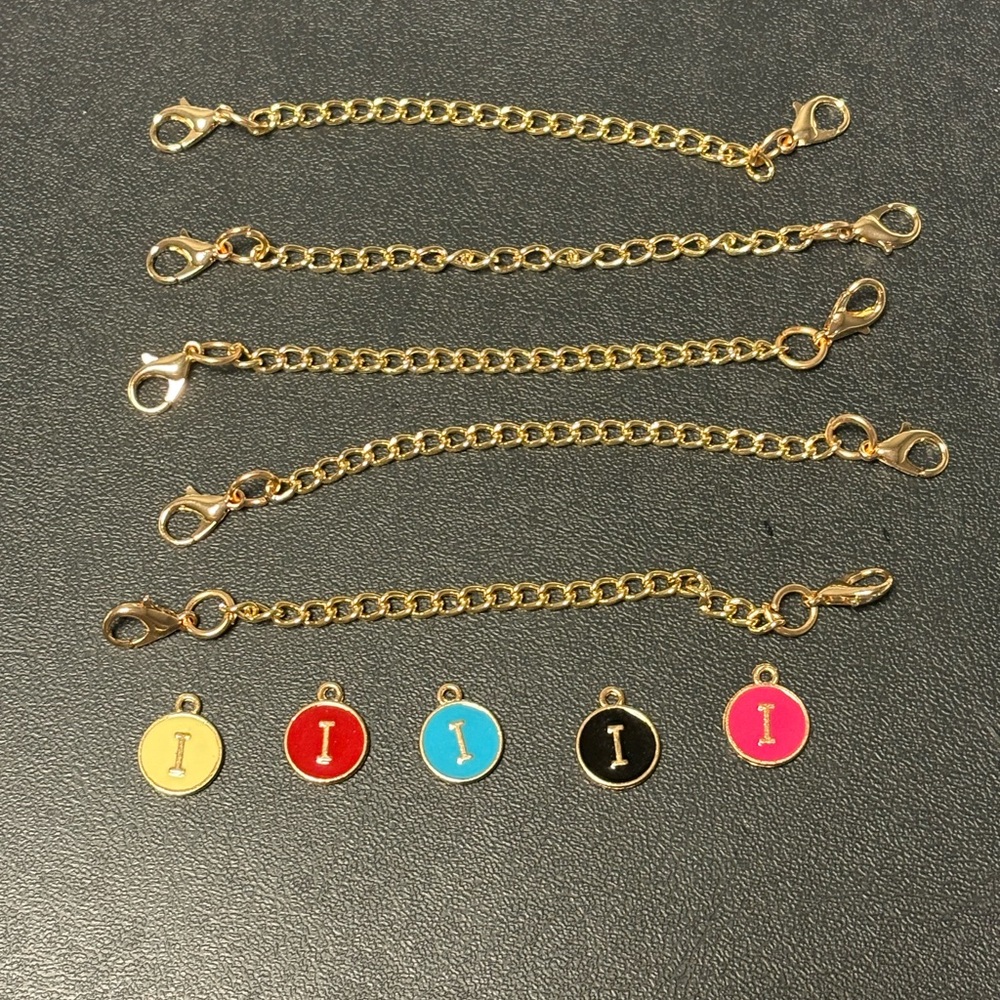 “I” Charms Set of 5; Yellow, Blue, Pink, Red, and Black